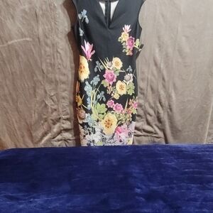New York & Company Black Maxi Dress with Vibrant Floral Design